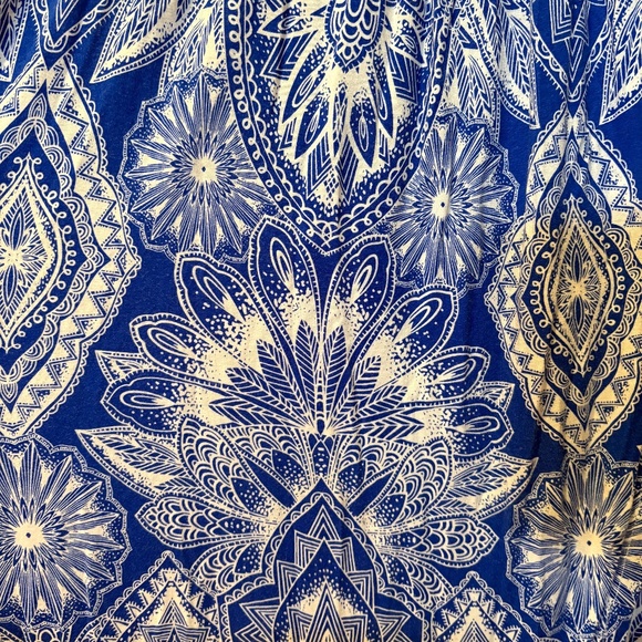 Felicity & Coco Strapless Faux Wrap Dress Blue and White Print Size Medium P - Picture 3 of 13